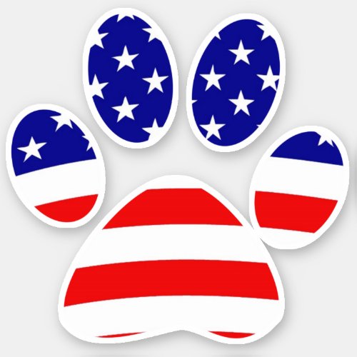 American flag paw print sticker