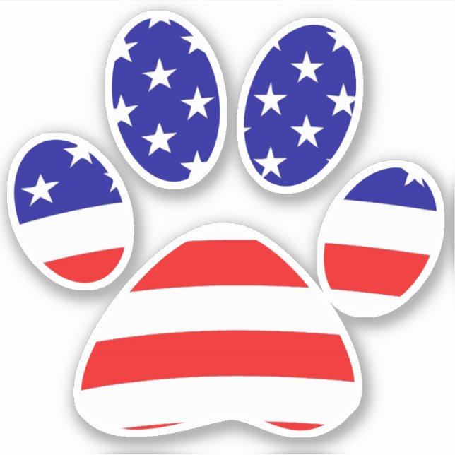 American flag paw print sticker (Front)