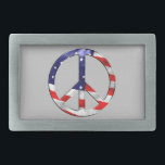 American Flag Peace Sign Belt Buckle<br><div class="desc">Add a unique and personal style to your belt with a customized belt buckle. American Flag Peace Sign Belt Buckle. Great gift idea for him or to add to any man's belt collection.</div>