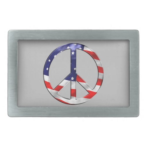 American Flag Peace Sign Belt Buckle