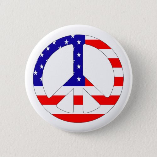 American Flag Peace Sign Button Pin Badge