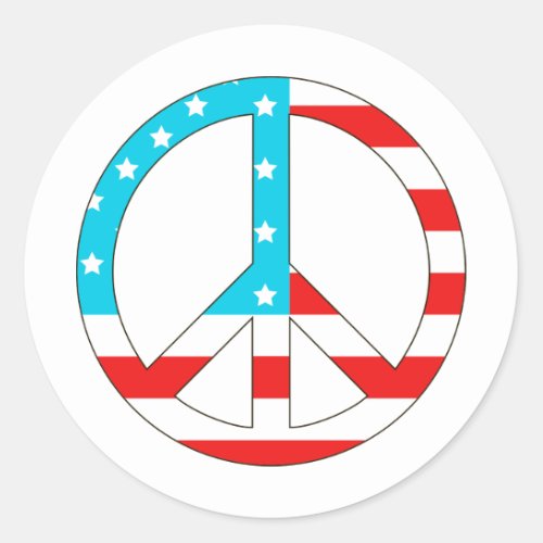 American Flag Peace Sign Classic Round Sticker