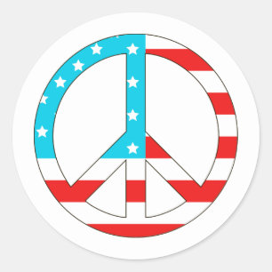 American Flag Peace Sign Classic Round Sticker