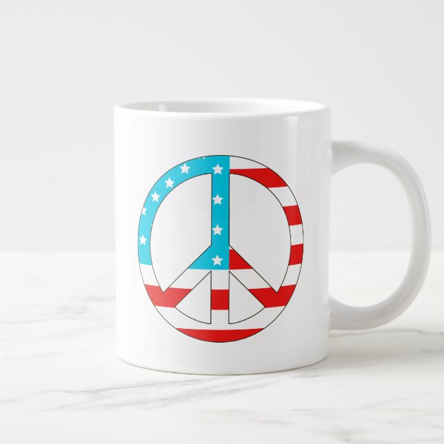 American Flag Peace Sign Giant Coffee Mug (Right)