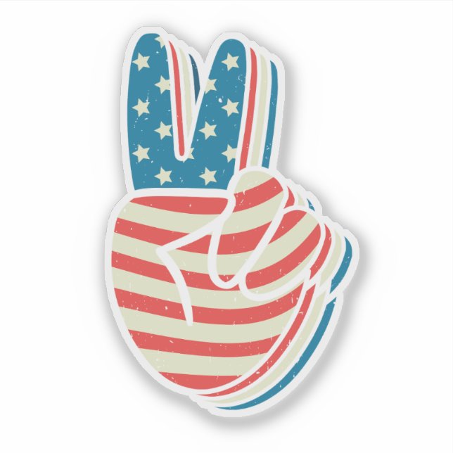 American Flag Peace Sign Hand 4th of July  Sticker (Front)