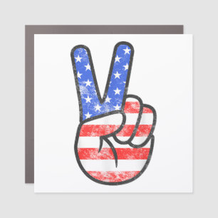 American Flag Peace Sign Hand T-Shirt Fourth of Ju