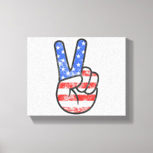 American Flag Peace Sign Hand T-Shirt Fourth of Ju