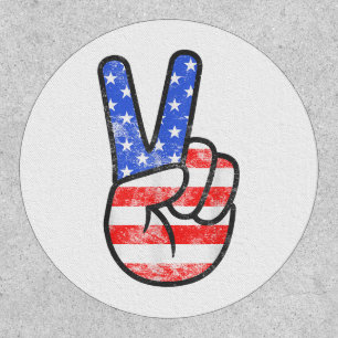 American Flag Peace Sign Hand T-Shirt Fourth of Ju Patch