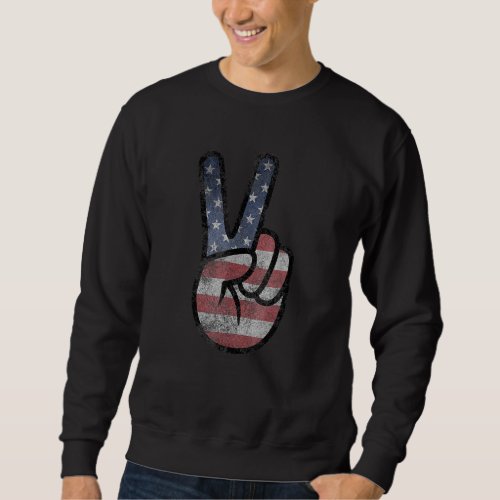American Flag Peace Sign Hand Usa Us 4th Of July Sweatshirt