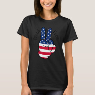 American Flag Peace Sign Hand   Usa Wild And Free T-Shirt