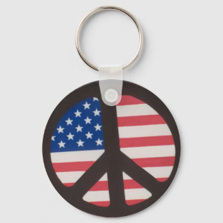 American Flag Peace Sign Keychain