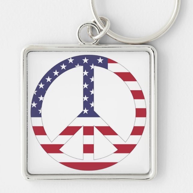 AMERICAN FLAG PEACE SIGN KEYCHAIN (Front)