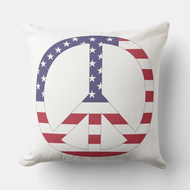AMERICAN FLAG PEACE SIGN OUTDOOR PILLOW (Front)