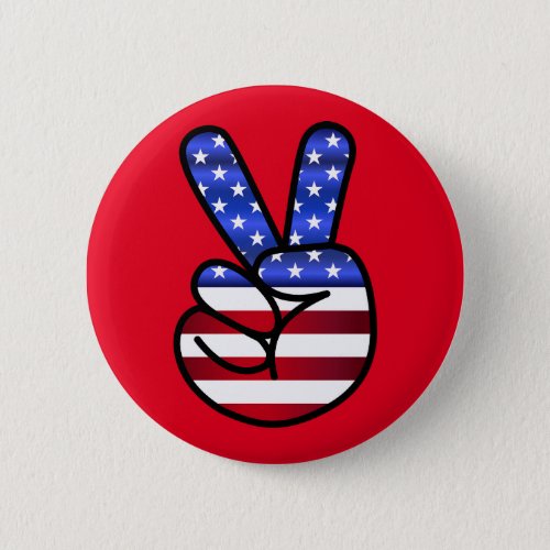 American Flag Peace Sign Patriotic Pin Button