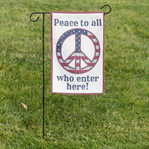 American Flag Peace Sign _ Peace To All Who Enter