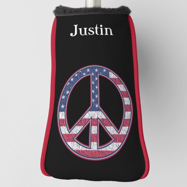 American Flag Peace Sign - Personalized Golf Head Cover (Rotate 90)