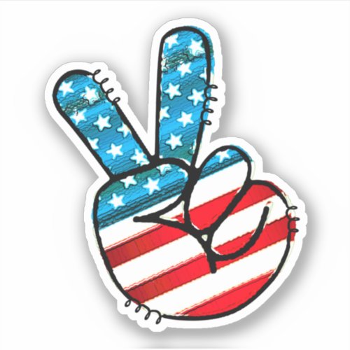 American Flag Peace Sign Sticker