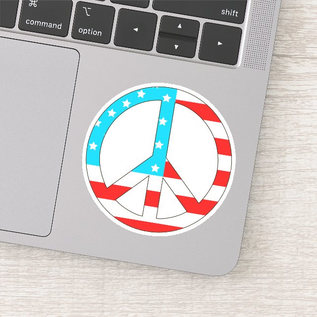 American Flag Peace Sign Sticker (Detail)