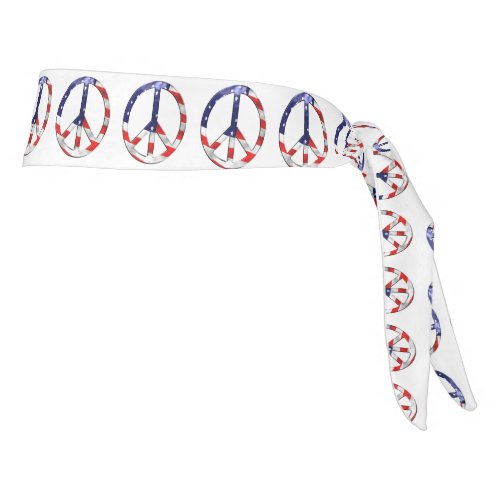 American Flag Peace Sign Symbol Tie Headband