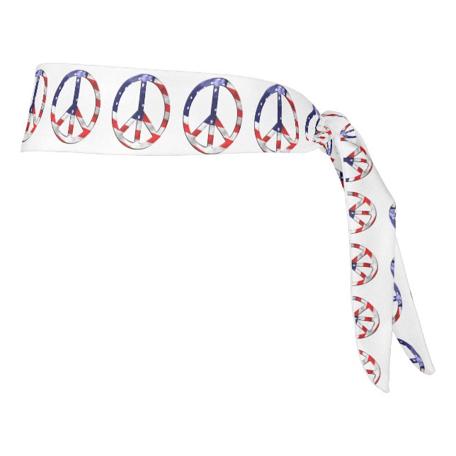 American Flag Peace Sign Symbol Tie Headband (Rotate 90)