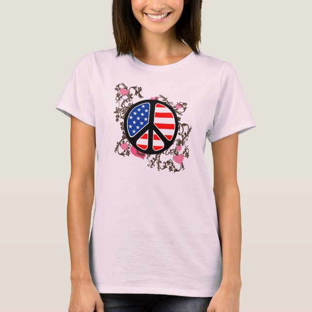 American Flag Peace Sign T-Shirt (Front)