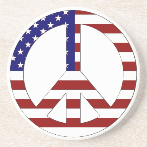 American Flag Peace sign USA Coaster