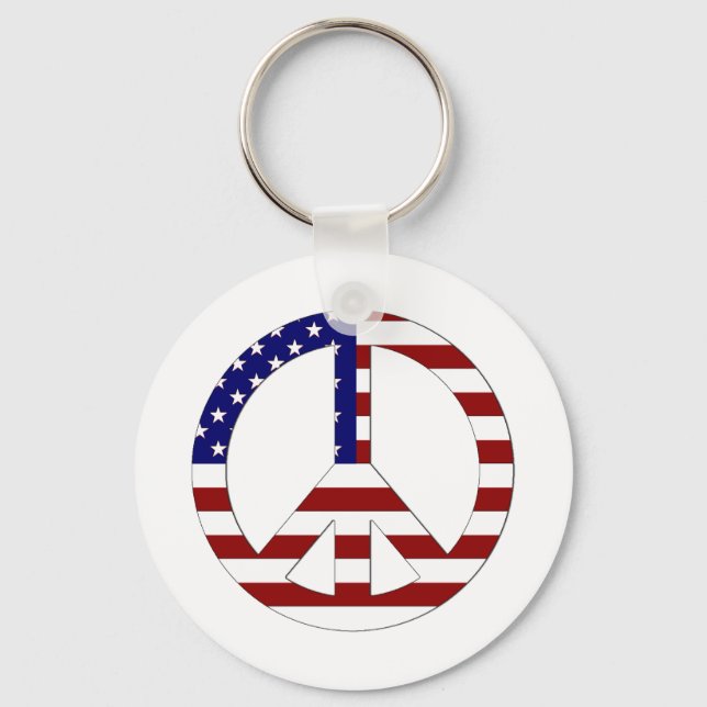 American Flag Peace sign USA Keychain (Front)