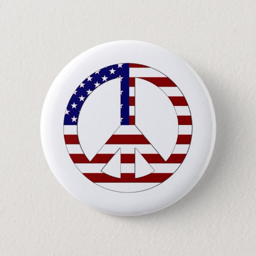 American Flag Peace sign USA Pinback Button