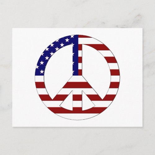 American Flag Peace sign USA Postcard