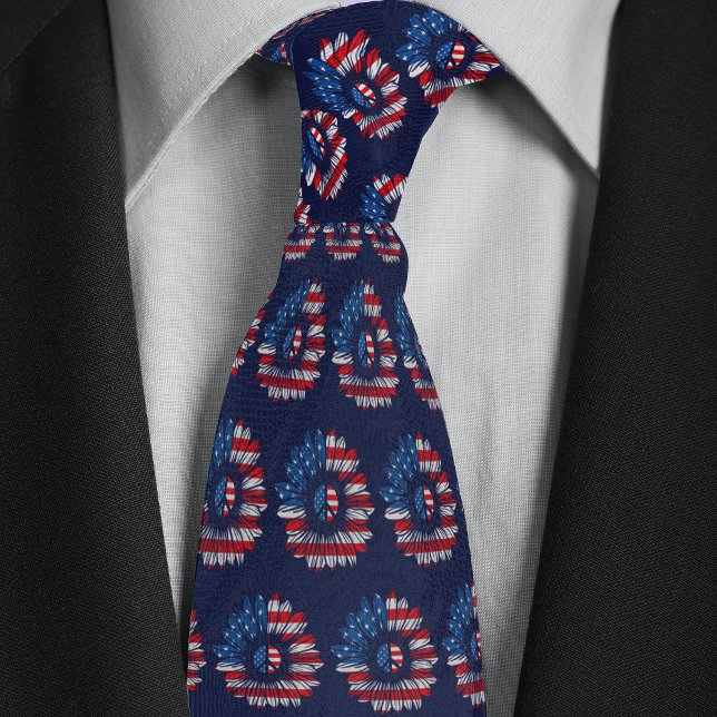 American Flag Peace Sunflower Neck Tie (Creator Uploaded)