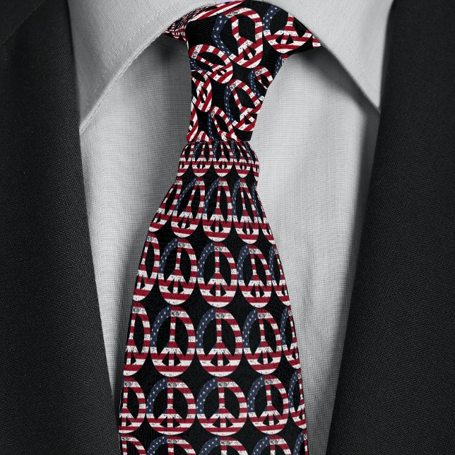 American Flag Peace Symbol Neck Tie (Creator Uploaded)
