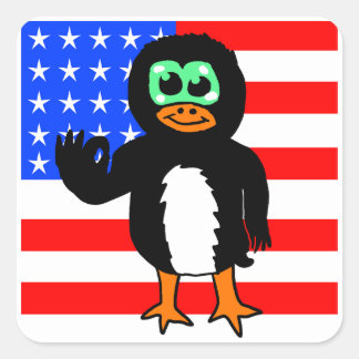 American flag Penguin Square Sticker