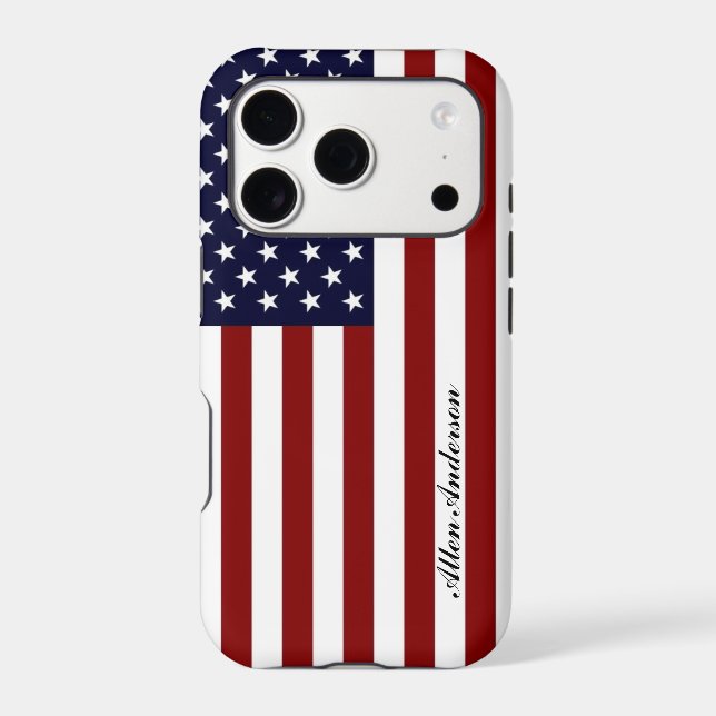 American Flag Personal Name or Monogram Iphone Case (Back)