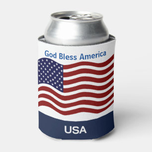 American Flag Personalize Name & Text Tall Seltzer Can Cooler