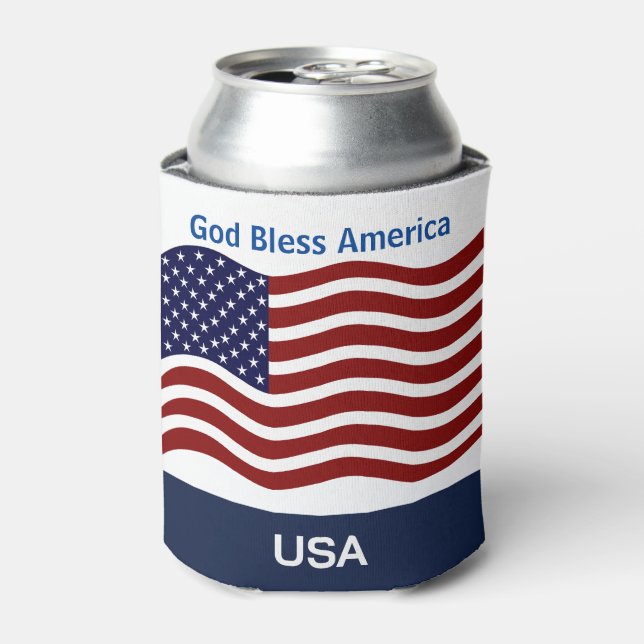 American Flag Personalize Name & Text Tall Seltzer Can Cooler (Can Front)