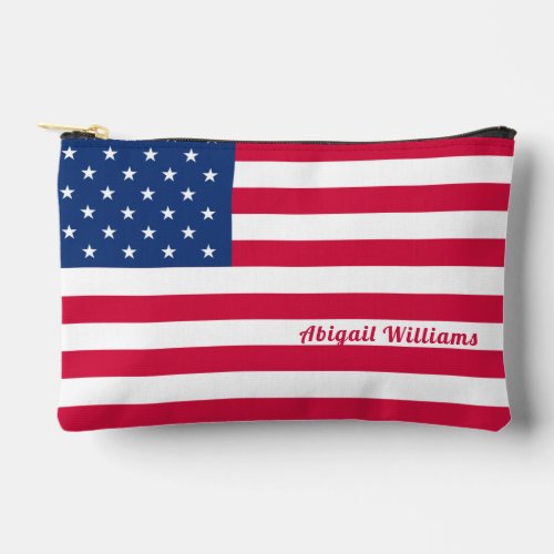 American Flag  Personalized   Accessory Pouch