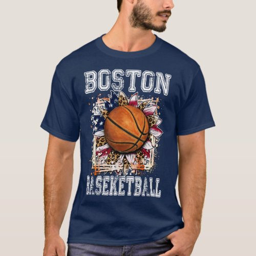 American Flag Personalized Boston Proud Name Baske T_Shirt