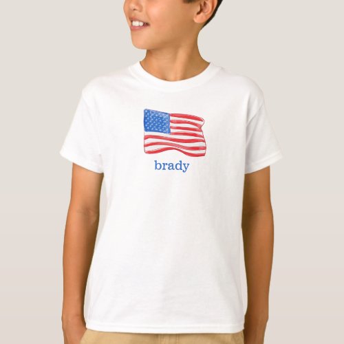 American Flag Personalized Boys T_Shirt