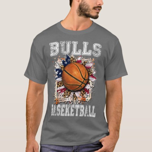 American Flag Personalized Bulls Proud Name Basket T_Shirt