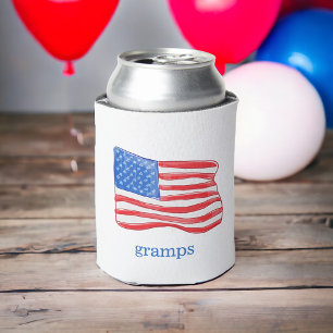 American Flag Personalized Can Cooler