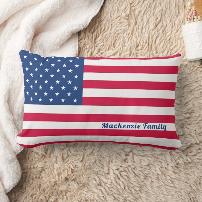American Flag | Personalized Family Lumbar Pillow (Blanket)