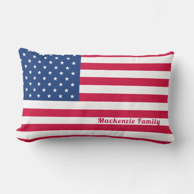 American Flag | Personalized Family Lumbar Pillow (Front)