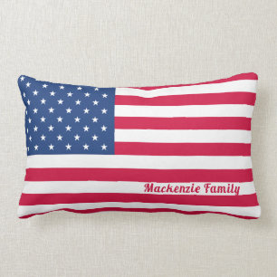American Flag Personalized Family Lumbar Pillow