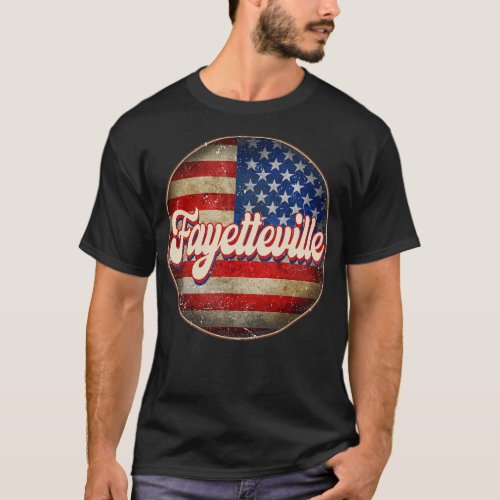 American Flag Personalized Fayetteville Proud Name T_Shirt