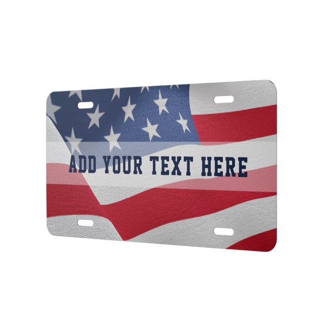 American Flag Personalized License Plate (Left)