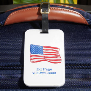 American Flag Personalized Luggage Tag