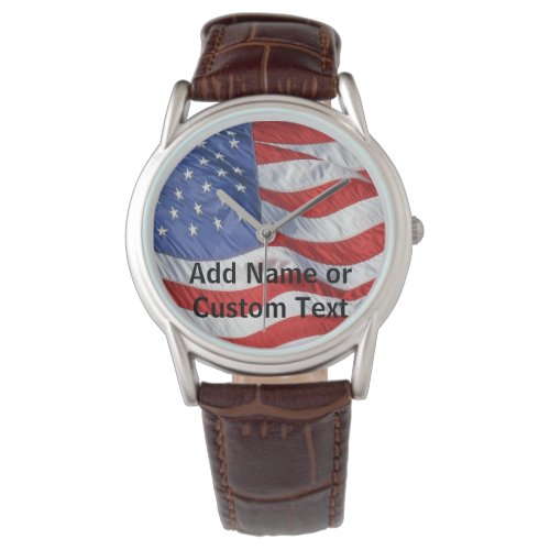 American Flag Personalized Mens Watch