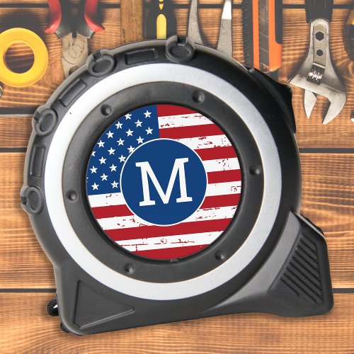 American Flag Personalized Monogram Patriotic  Tape Measure