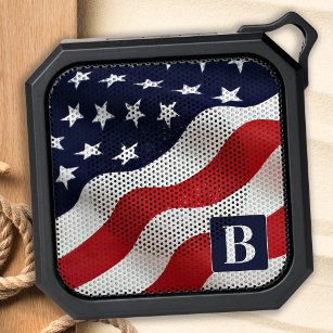 American Flag Personalized Monogram USA Military  Bluetooth Speaker
