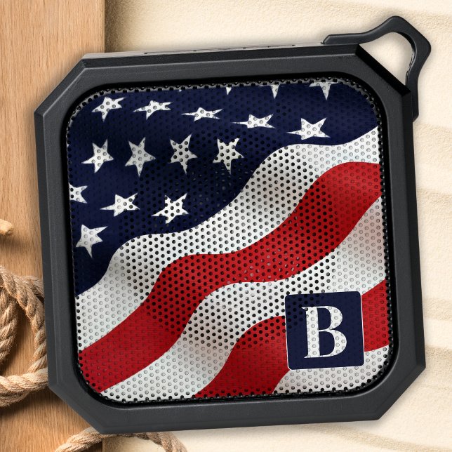 American Flag Personalized Monogram USA Military  Bluetooth Speaker (Creator Uploaded)